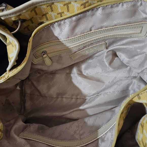 Tignanello Signature Leather Shoulder Bag/Satchel-Yellow, Cream, & Brown - Picture 10 of 16